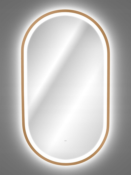 Lustro łazienkowe LED w ramie, Meble łazienkowe APOLLO Złoty