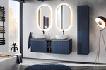 Meble łazienkowe SANTA FE DEEP BLUE 120, 2xUmywalka, 2xLustro LED, INDIGO