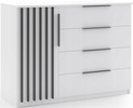 Komoda loftowa ATENA 120cm lamele szuflady Biały / Czarny