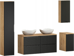 Meble łazienkowe OCEAN BLACK 120, Umywalki nablatowe, Dąb/Czarny, 2 KOLORY