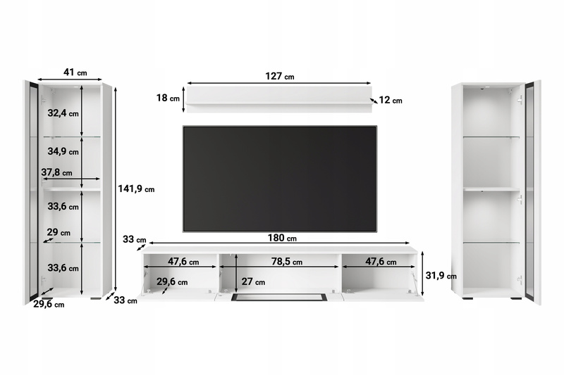 Meblościanka CARO Zestaw mebli, salon Dąb Wotan