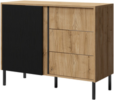 Komoda MIA 5, Komoda 100cm, MDF, Dąb Odwieczny / Czarny