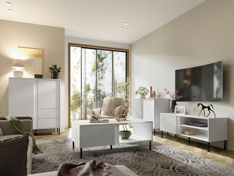 Komoda MIA 2, Komoda 145cm, Meble do Salonu MIA, MDF, Dąb Odwieczny /Czarny