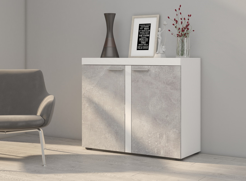 Komoda Rumba 2F biały mat/beton jasny