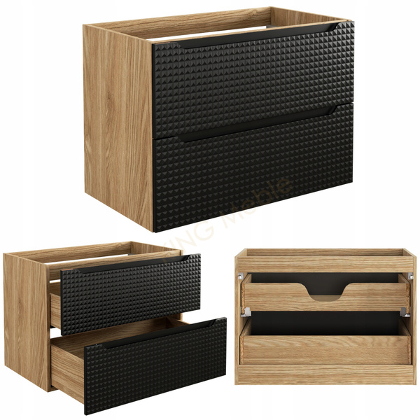 Meble łazienkowe LUXOR BLACK 160, Umywalki nablatowe, Dąb/Czarny, 2 KOLORY