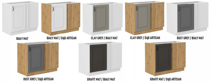 Szafka kuchenna dolna narożna STILO 105 ND 1F BB CLAYGREY/BIAŁY MAT