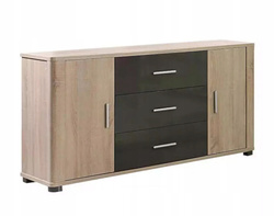 Komoda FILL 4, Komoda 127cm, Meble do Salonu FILL, Dąb Sonoma/Grafit Połysk