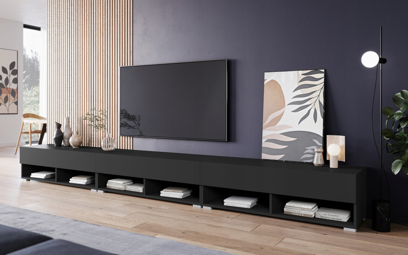 Szafka RTV Lowboard A 300cm CZARNY GRAFIT