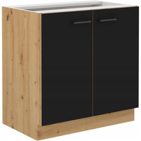 Szafka kuchenna dolna MODENA 80 D 2F BB CZARNY MAT/DĄB ARTISAN