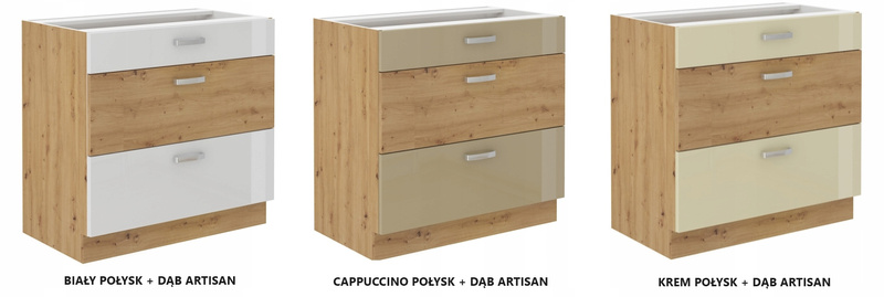 Szafka kuchenna dolna ARTISAN 80 D 3S BB CAPPUCCINO POŁYSK / DĄB ARTISAN