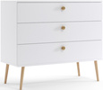 Komoda BOHO drewniane nogi, trzy szuflady BIAŁY MAT