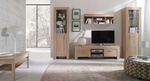 Witryna CEZAR 7, Witryna 130cm, Meble do Salonu CEZAR, LED, Dąb Sonoma