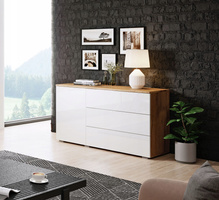 Komoda PARIS 110 Dąb Wotan / Biały Połysk