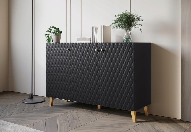 Komoda PHUKET 120 Czarny Grafit Jodełka