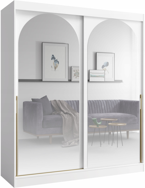 Szafa przesuwna MODIN 180cm, Szafa z Lustrem Biała