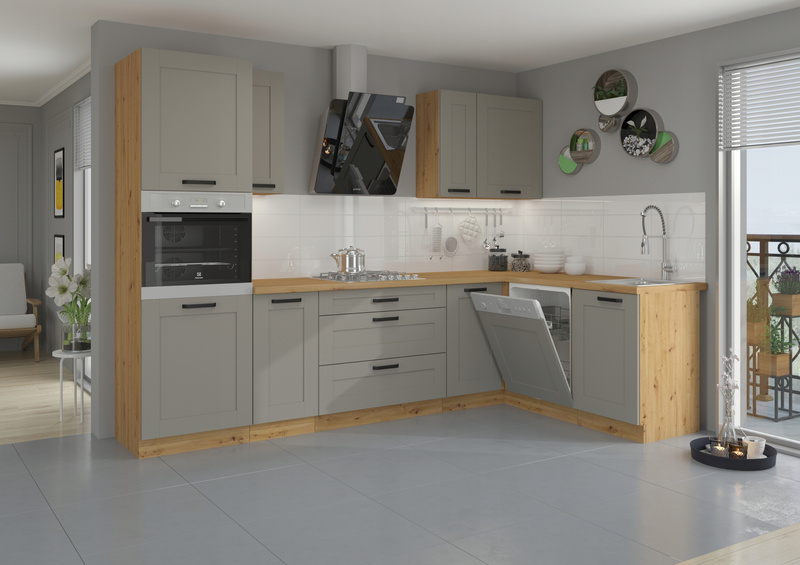 Szafka kuchenna słupek LUNA 60 DPS-210 3S 1F CLAY GREY / DĄB ARTISAN