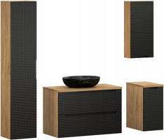 Meble łazienkowe LUXOR BLACK 90-2, Umywalka nablatowa, Dąb/Czarny, 2 KOLORY