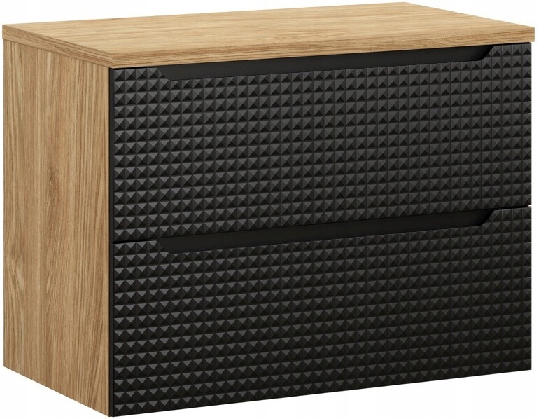 Zestaw meblowy 80cm z blatem, Meble łazienkowe LUXOR Dąb Olejowany / Czarny