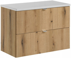 Zestaw meblowy 80cm z blatem, Meble łazienkowe NOVA Dąb Coast Evoke / Biały