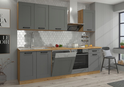 Meble kuchenne zestaw LUNA DUST GREY / DĄB ARTISAN kuchnia szafki 250cm
