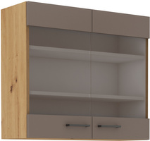 Szafka kuchenna górna, wisząca witryna 80 GS-72 2F TRUFFLE GREY, DĄB ARTISAN, Meble Kuchenne BOLONIA