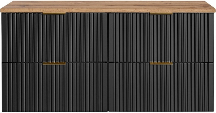 Zestaw szafek 120cm z blatem, Meble łazienkowe ADEL CZARNY / DĄB WOTAN