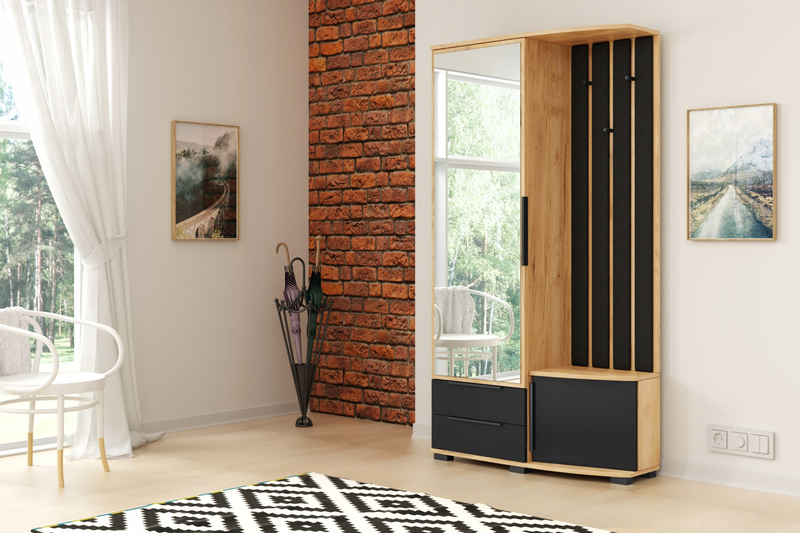 Garderoba LOFT panele 100cm lustro LEWA