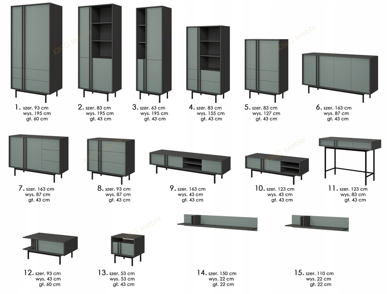 Półka ALSY 15 110cm, Meble Pokojowe ALSY Antracyt / Aloes