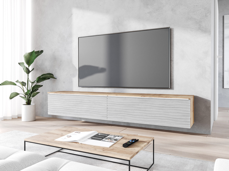 Szafka RTV Lowboard D 180cm CZARNY GRAFIT / DĄB WOTAN JODEŁKA MDF
