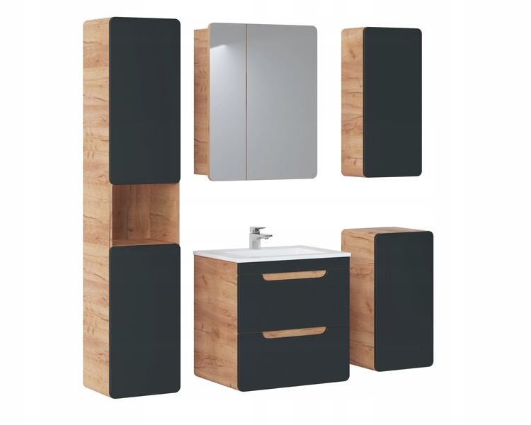Szafka pod umywalkę 821 80cm, Meble łazienkowe ARUBA Dąb Craft/Szary Kosmos