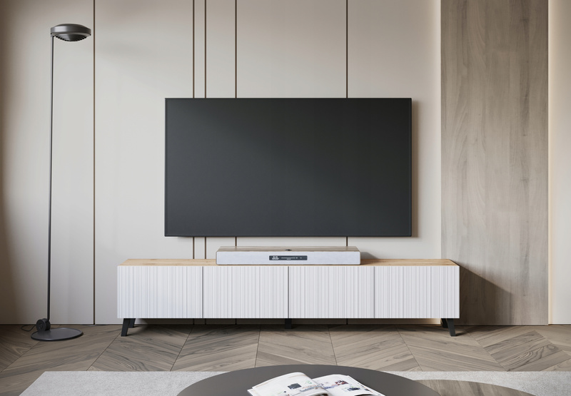 Szafka RTV PHUKET 190 Dąb Artisan / Białe Ryfle