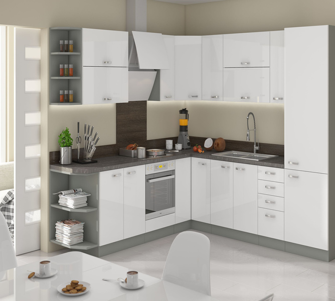 Szafka kuchenna dolna BIANCA 90x90 DN 2F BB BIAŁY POŁYSK/SZARY PLATYNOWY