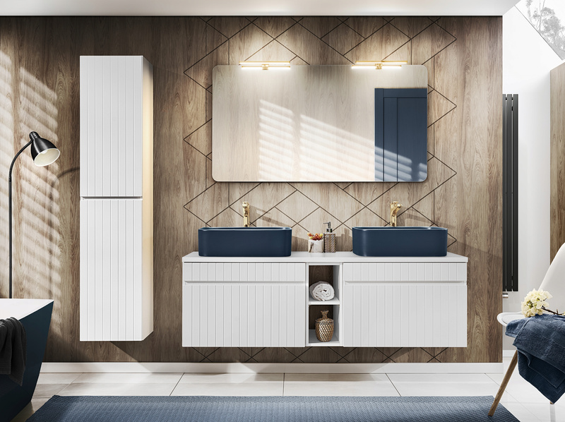 Meble łazienkowe ICONIC WHITE 140, 2xUmywalka, Lustro, 2xLED, 3 KOLORY