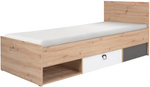 Łóżko KEVIN 11 90x200cm L/P z szufladą, Meble Młodzieżowe Dąb/Grafit/Biały