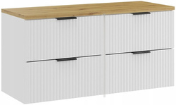 Zestaw szafek 120cm z blatem, Meble łazienkowe ADEL BIAŁY / DĄB ARTISAN