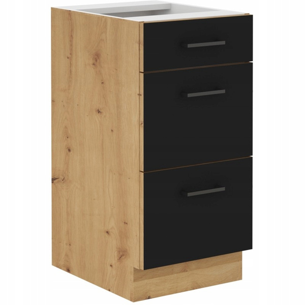 Meble kuchenne MODENA zestaw mebli CZARNY MAT/DĄB ARTISAN 260cm