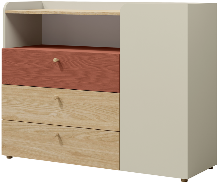 Komoda YUKI 8 140cm z szufladami, Meble Młodzieżowe EUKALIPTUS
