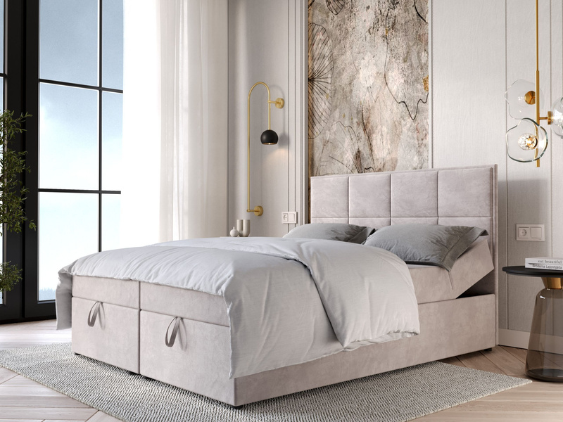 Łóżko tapicerowane, kontynentalne ROMA 140x200 cm, Sprężyny, Pojemniki, Rozmiary