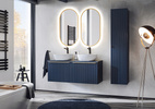 Meble łazienkowe SANTA FE DEEP BLUE 120, 2xUmywalka, 2xLustro LED, INDIGO