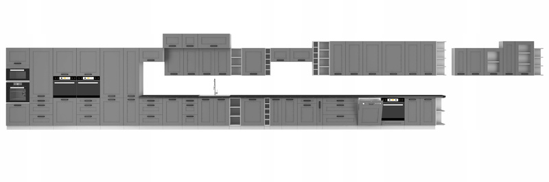 Meble kuchenne zestaw narożny LUNA DUST GREY / BIAŁY kuchnia szafki