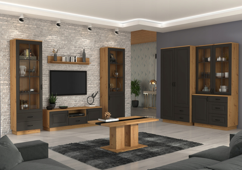 Nadstawka FLAWIA 100 2D Dąb Artisan / Grafit