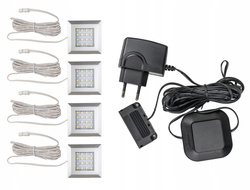 Oświetlenie LED SQUARE 4 klipsy / barwa biały zimny