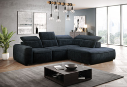 Narożnik COLOMBO L 296 cm, Elektryczny wysuw siedziska, Pojemnik