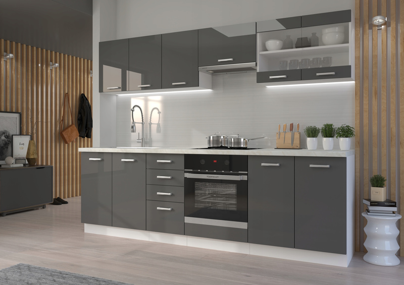 Szafka kuchenna górna SONIA 40 G-60 1F SZARY POŁYSK/BIAŁY