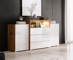 Komoda URBAN 150 Dąb Wotan / Biały Połysk