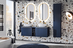 Meble łazienkowe SANTA FE DEEP BLUE 60, Umywalka, Lustro LED, INDIGO