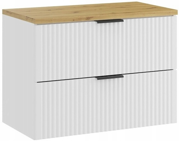 Szafka z blatem 80cm, szuflady, Meble łazienkowe ADEL BIAŁY / DĄB ARTISAN