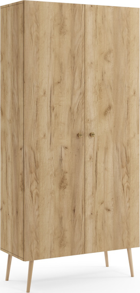 Szafa BOHO uchylna, drewniane nogi DĄB CRAFT ZŁOTY pięć półek