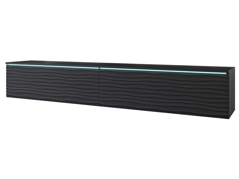 Szafka RTV Lowboard D 180cm CZARNY GRAFIT / FALA MDF