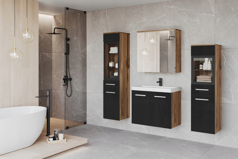 Meble łazienkowe MADRIT II, umywalka, lustro MATERA / BIAŁY POŁYSK